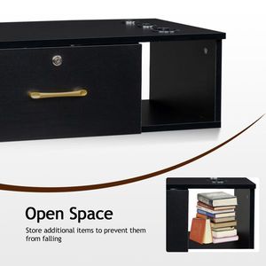 15cm E0 Particleboard Salon Trolley with Hemp Surface Two <b>Drawers</b> and Three <b>Lockable</b> Holes Black Color - Product Image 5