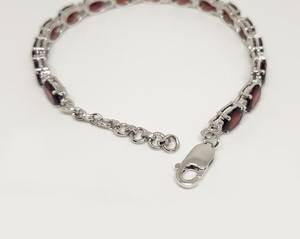 Natural Garnet Tennis <b>Bracelet</b> 925 Sterling <b>Silver</b> January Birthstone Gemstone Jewelry Handmade Gift For Women - Product Image 4