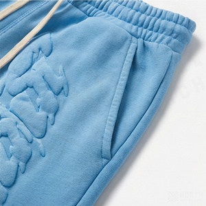 Shorts en polyester et coton écologiques, personnalisables OEM, avec poches à cordon, imprimés, style vintage, effet vieilli et délavé à l'acide - Product Image 5