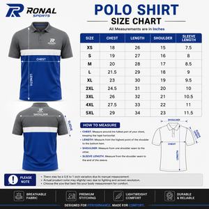 Polo Homme RONAL SPORTS à Blocs de Couleurs, Manches Courtes, Séchage Rapide, en Polyester Tricoté, Design Sportif, Logo Avant, Bleu Gris Blanc - Product Image 6