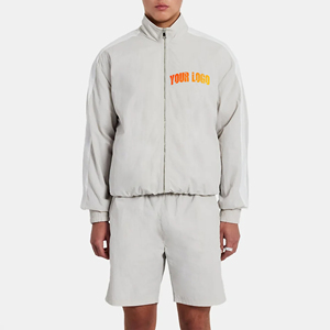 Custom Made Plus Size <b>Zip</b> <b>up</b> <b>Jacket</b> & Short Set for Men Breathable Windproof & Waterproof 100% Cotton Windbreaker Printed Set - Product Image 1