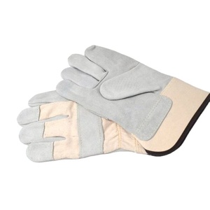 Gants de travail en cuir de vachette pleine fleur de qualité supérieure, dos en tissu de coton perforé, résistants à la chaleur, avec manchette de sécurité industrielle, certifiés CE, 11 oz - Product Image 1
