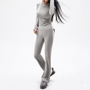 New Design Ladies Long Sleeve Top with Pants Matching <b>Set</b> Soft Comfortable Fabric Women Co Ord Outfit Daily Wear Clothing <b>Set</b> - Product Image 1