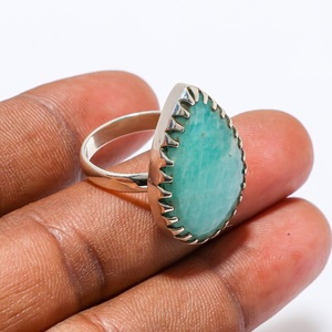 Anillo de Plata 925 con Cabujón de Amazonita Natural, Joyería Artesanal para Ella - Product Image 3