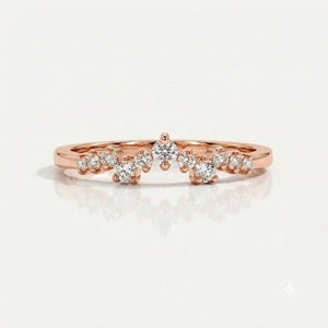 Custom 10K 14K 18K Gold <b>Ring</b> Eternity Real Lab Grown Diamond Wedding <b>Rings</b> Curved Diamond Wedding Band Tiara Crown <b>Stacking</b> <b>Ring</b> - Product Image 1
