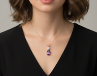 Collier pendentif goutte d'eau en argent 925 de luxe avec chaîne à maillons - Plaqué or rose pour un usage quotidien au bureau