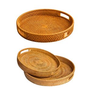 PHU HAO <b>Wicker</b> Rattan <b>Basket</b>/Tray Handmade Eco-Friendly Home Decor <b>Handles</b> Space-Saving Multi-Purpose Serving Storage <b>Basket</b> - Product Image 1
