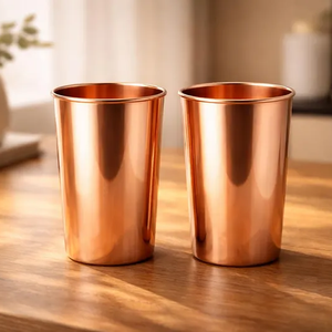Copper Glasses Set of 2 Minimalist Design 300 ml Home Drinkware - Product Image 1