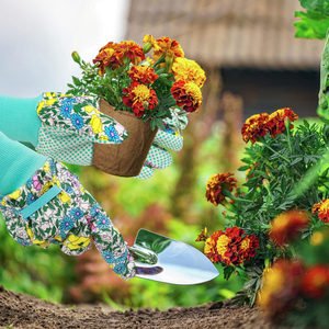 Wholesale Custom Sublimation Floral Garden <b>Gloves</b> With Polyurethane Coating Anti-Slip Knit Cuff Pull On Design For Outdoor Work - Product Image 4