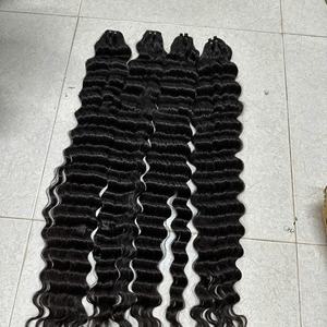 Extensión de cabello virgen a precio de fábrica, venta al por mayor, onda profunda suelta, paquete de cabello humano alineado con cutícula negra súper estirada Doble - Product Image 1