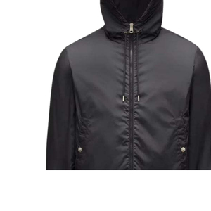 <b>Men's</b> Hooded Windproof <b>Racer</b> <b>Jacket</b> Regular Sleeve Zipper Closure Solid Color Casual Style Autumn Wear Polyester Shell - Product Image 2