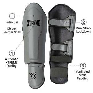 Protège-tibias MMA personnalisés, protège-tibias Muay Thai, taille personnalisée, cuir PU, protection de la cheville, protège-tibias de kickboxing, équipement sportif - Product Image 2