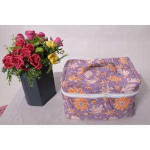 Bolsa de Maquillaje de Algodón Floral, Bolsa de Cosméticos Boho con Cierre, Organizador, Bolsa de Viaje Estilo Cottagecore, Grande, Ligera, para Uso Diario - Product Image 2