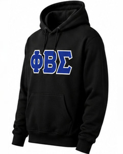 Phi Beta Sigma Black Hoodie <b>Men's</b> Cotton Fleece Sweatshirt Regular Fit Front Greek Letters Design Casual Breathable 360g Winter - Product Image 3