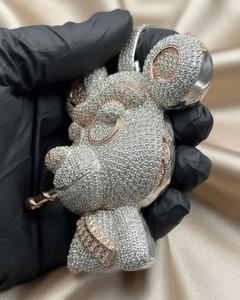 Colgante de Personaje de Dibujos Animados Anergy Bear con Incrustaciones de Moissanita VVS en Plata 925, Colgante Personalizado de Dibujos Animados, Colgante Hip Hop para Raperos - Product Image 4