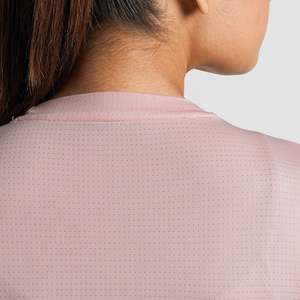 Camiseta Deportiva Rosa para Mujer, Cuello Redondo, Manga Corta, Ajustada, Elástica, para Gimnasio, Entrenamiento, Running, Yoga, Transpirable - Product Image 2