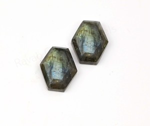 Natural Blue <b>Fire</b> Labradorite Hexagon Shape Step Cut High Polish 10x16mm Loose Cabochon Gemstone for Jewelry Making Pendant - Product Image 4