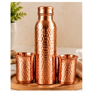 Ensemble de bouteilles d'eau artisanales en cuivre avec motif montagne, vaisselle portable pour l'extérieur - Product Image 5