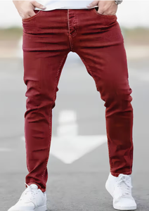 Jeans TRIBON SPORTS para Hombre, Corte Regular, Cintura Media, Color Sólido, 100% Algodón Ecológico, Estilo Urbano Desgastado, Ligeros, Tallas Grandes - Product Image 5