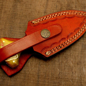 Couteau de chasse à lame fixe Damas de qualité supérieure, pointe tombante, manche en bois, 8 pouces, qualité industrielle, survie en extérieur, logo OEM - Product Image 6
