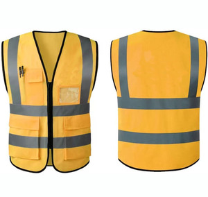 Gilet de sécurité réfléchissant en polyester fluorescent à multiples poches avec fermeture éclair, gilet de sécurité réfléchissant en maille, vêtements de travail de construction - Product Image 3