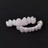 Grillz dentaire Hip Hop en argent 925 plaqué, serti de moissanite taille brillant 5 carats au total VVS, micro-incrustation, bijoux pour homme à porter au quotidien