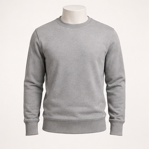เสื้อสเวตเชิ้ตคอกลมทรงกระชับแบบเรียบง่ายสำหรับผู้ชาย สีเงินเทา ผ้าผสมคอตตอนเนื้อนุ่ม รุ่น MCRW-0047 - Product Image 1