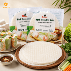 Papier de riz Shammi pour rouleaux de printemps frais 22cm 200g Qualité supérieure Fabriqué au Vietnam Végétalien Sans gluten Durée de conservation de 24 mois Prêt à l'emploi - Product Image 2
