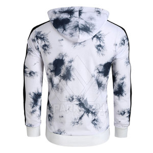 Sweat-shirt à capuche tie-dye pour homme, coupe classique, tricoté, décontracté, avec poche et bandes latérales noires - Product Image 3