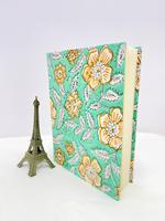 Carnet A5 fait main en papier, couverture rigide, imprimé à la main sur tissu de coton, journal écologique, carnet personnalisé, cadeau souvenir
