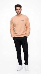 Sweat-shirt à col rond pour homme Oneten Apparel, couleur pêche, décontracté, uni, manches longues - Product Image 4
