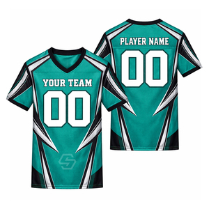 Camiseta de Fútbol Personalizada OEM con Estampado por Sublimación, Patrón 3D, Cuello en V, Malla Transpirable, Manga Corta, Absorbe la Humedad, 100% Poliéster, Unisex para Adultos - Product Image 6