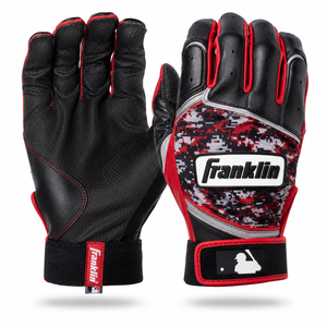 Gants de frappe de baseball personnalisés SINEWY SPORTS |   Cuir noir et rouge, fermeture à pression ambidextre, respirant, taille L pour adultes, entraînement - Product Image 1