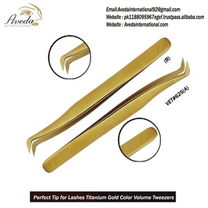 Bán tốt nhất tùy chỉnh thương hiệu 45 độ nhọn tip nqlash nhíp lông mày titan màu vàng nóng bán thép không gỉ nhíp - Product Image 6