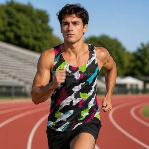 Wholesale Custom Fitness Bodybuilding Stringers Men's Tapered Tank Tops Other Material Quick Dry Heat-Transfer <b>Printed</b> <b>Stand</b> - Product Image 2