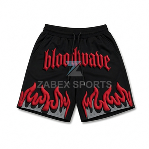 Pantalones Cortos Deportivos de Malla con Estampado de Llamas, de Secado Rápido, para Baloncesto, Entrenamiento y Uso Casual, OEM ODM Premium Streetwear, en Pakistán - Product Image 1