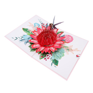 การ์ดอวยพรลายดอกบัวสามมิติแบบสี่เหลี่ยม ยี่ห้อ Viet-craft เคลือบเงาแบบด้าน ทำด้วยมือจากกระดาษ ดีไซน์ลายดอกไม้สุดหรู เหมาะสำหรับวันเกิด - Product Image 2