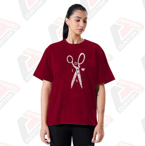 เสื้อยืดคอกลมลำลองผู้หญิงใหม่ ผ้าฝ้าย 100% ตกแต่งด้วยผ้าคุณภาพสูง เสื้อสำหรับช่างตัดผมฤดูร้อน - Product Image 1