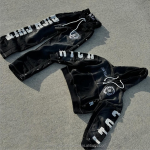 ชุดกันหนาวสำหรับชายและหญิงผ้าคอตตอนน้ำหนัก100% สำหรับฤดูหนาวผ้าคอตตอนมีฮู้ดซิปพลอยเทียมโลโก้ตามสั่ง - Product Image 1