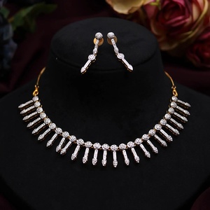 22K Gold Plated Brass Ruby Pink Necklace Set <b>Earrings</b> Vintage Bridal Wedding Party Jewelry IGI Certified - Product Image 1