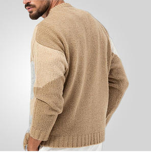 Pull en maille Argyle pour homme, col en V, manches longues, pull d'hiver chaud, doux, respirant, anti-boulochage, pull classique, logo personnalisé - Product Image 5