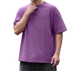 T-shirt en coton rétro délavé à l'acide, coupe ample, col rond, style streetwear, tee-shirt d'été pour homme - Product Image 2