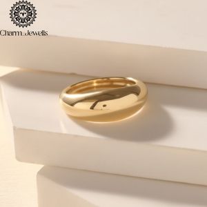 Anillo de compromiso y boda clásico minimalista de moissanita chapado en oro amarillo Charm Jewels, unisex, para uso diario - Product Image 6