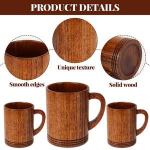Elegante Taza de Madera con Textura Natural, Acabado Liso y Asa Resistente, Perfecta para Disfrutar de Bebidas - Product Image 4