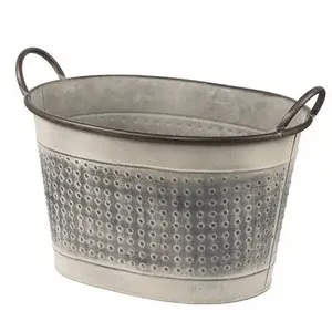 Macetero alto de estilo moderno tipo casa de campo, galvanizado, para espacios interiores o exteriores pequeños, para realzar la decoración del jardín o patio. - Product Image 2