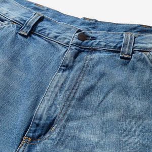 Pantalones Cortos Bermuda de Mezclilla Lavada de Cintura Alta para Hombre, Casuales, con Botones, de Algodón y Lona - Product Image 5