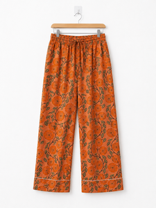Conjunto de Camisón de Algodón 100% Ecológico y Transpirable con Estampado Floral Naranja para Mujer, 6 Piezas, Ropa de Dormir de Verano con Cierre de Botones - Product Image 3