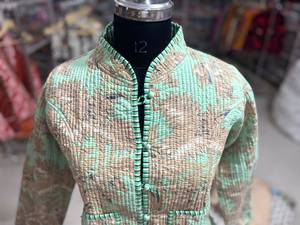 <b>Quilted</b> Cotton <b>Jacket</b> With Mandarin Collar Floral Print Single Button Closure Women's Autumn Wear GIFT FOR HER - Product Image 2