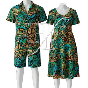 Nuevo Conjunto Samoa Puletasi de Otoño-Verano con Estampado Floral Hawaiano para Mujer y Hombre - Product Image 3