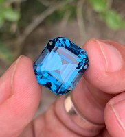 Topaze bleue de Londres naturelle 20 carats, taille coussin, pierre précieuse facettée, pierre libre pour la fabrication de bijoux fins, 15x13.5x11mm